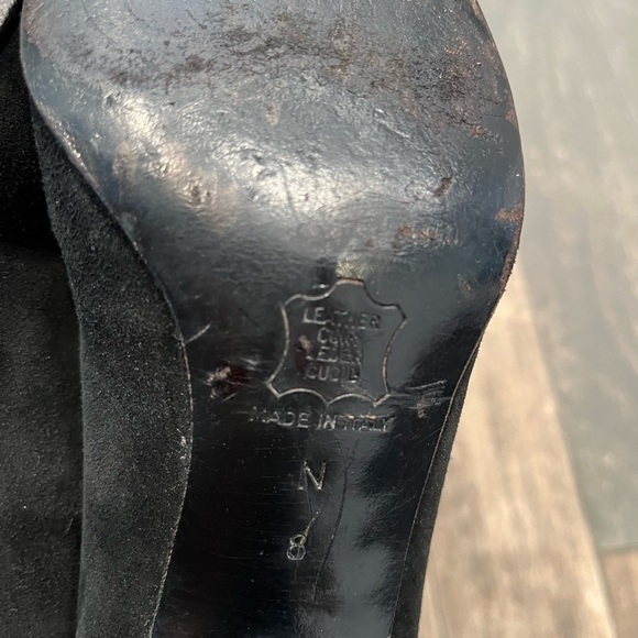 Vintage YSL Yves Saint Laurent Black Suede Spool Heels Pumps 8 narrow - Picture 7 of 11